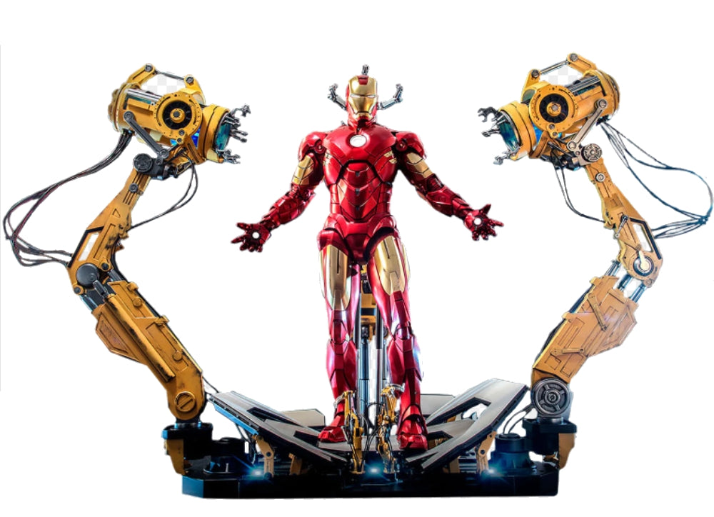 Ready! Hot Toys QS021 IRON MAN 2 1/4 IRON MAN MARK IV WITH SUIT-UP GANTRY