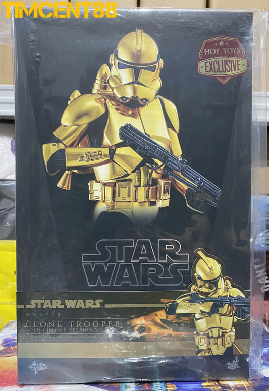 Ready! Hot Toys MMS735 STAR WARS 1/6 Clone Trooper Gold Chrome Version