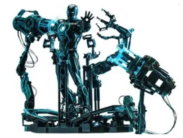 Ready! Hot Toys MMS672D50 1/6 NEON TECH IRON MAN WITH SUIT-UP GANTRY
