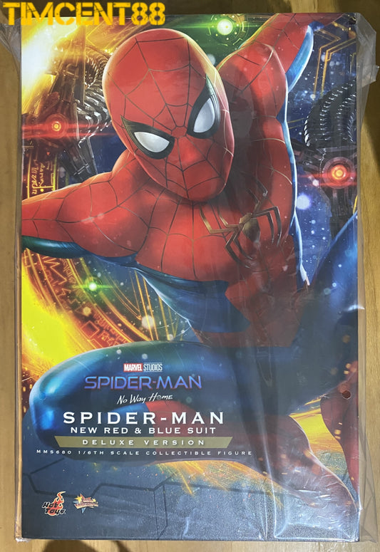 Ready! Hot Toys MMS680 NO WAY HOME 1/6 SPIDER-MAN (NEW RED AND BLUE SUIT) DELUXE